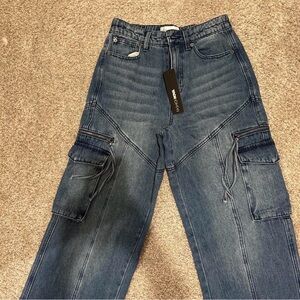 Fashion Nova Women's Straight Leg Jeans - Dark Blue